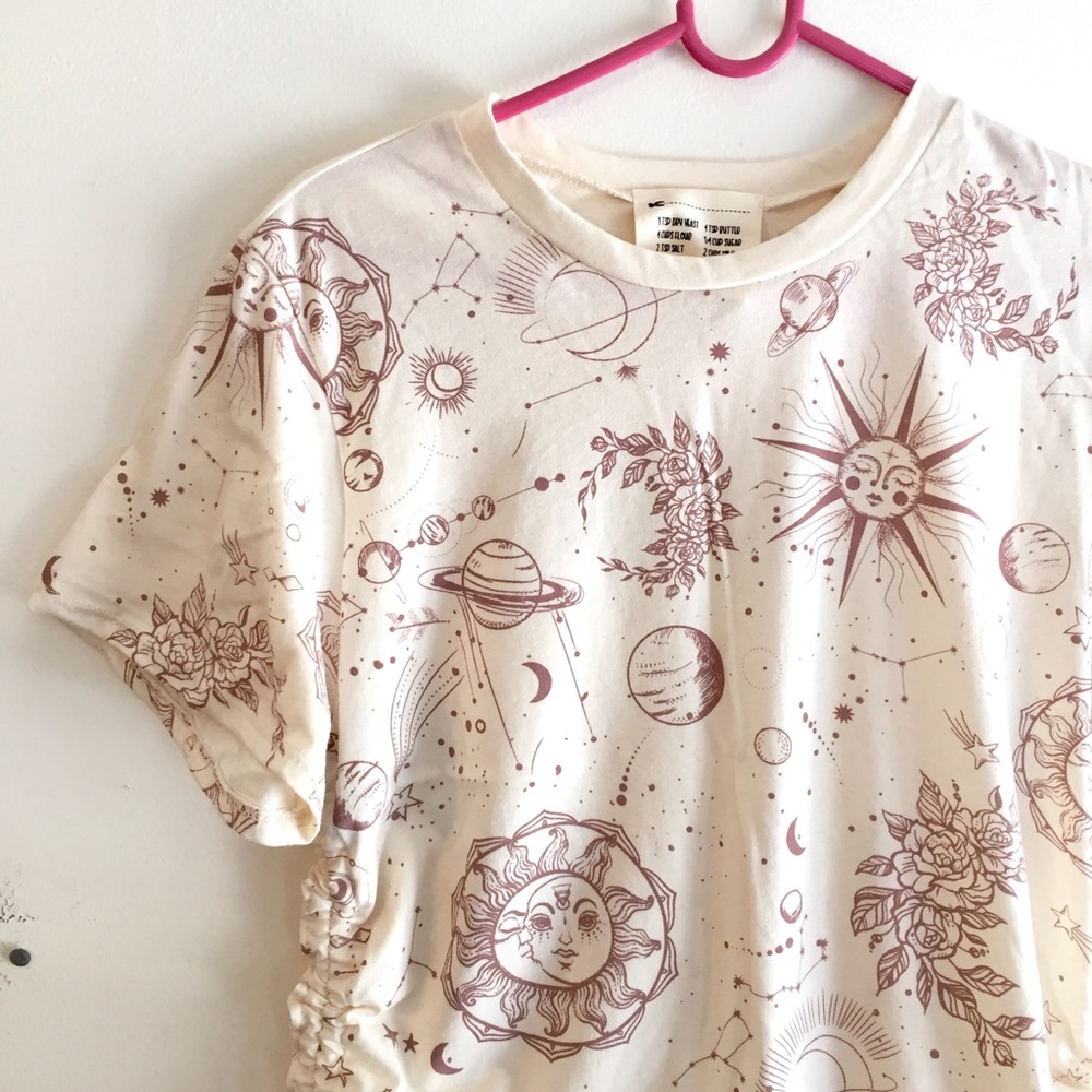 celestial sun moon stars print shirt top medium